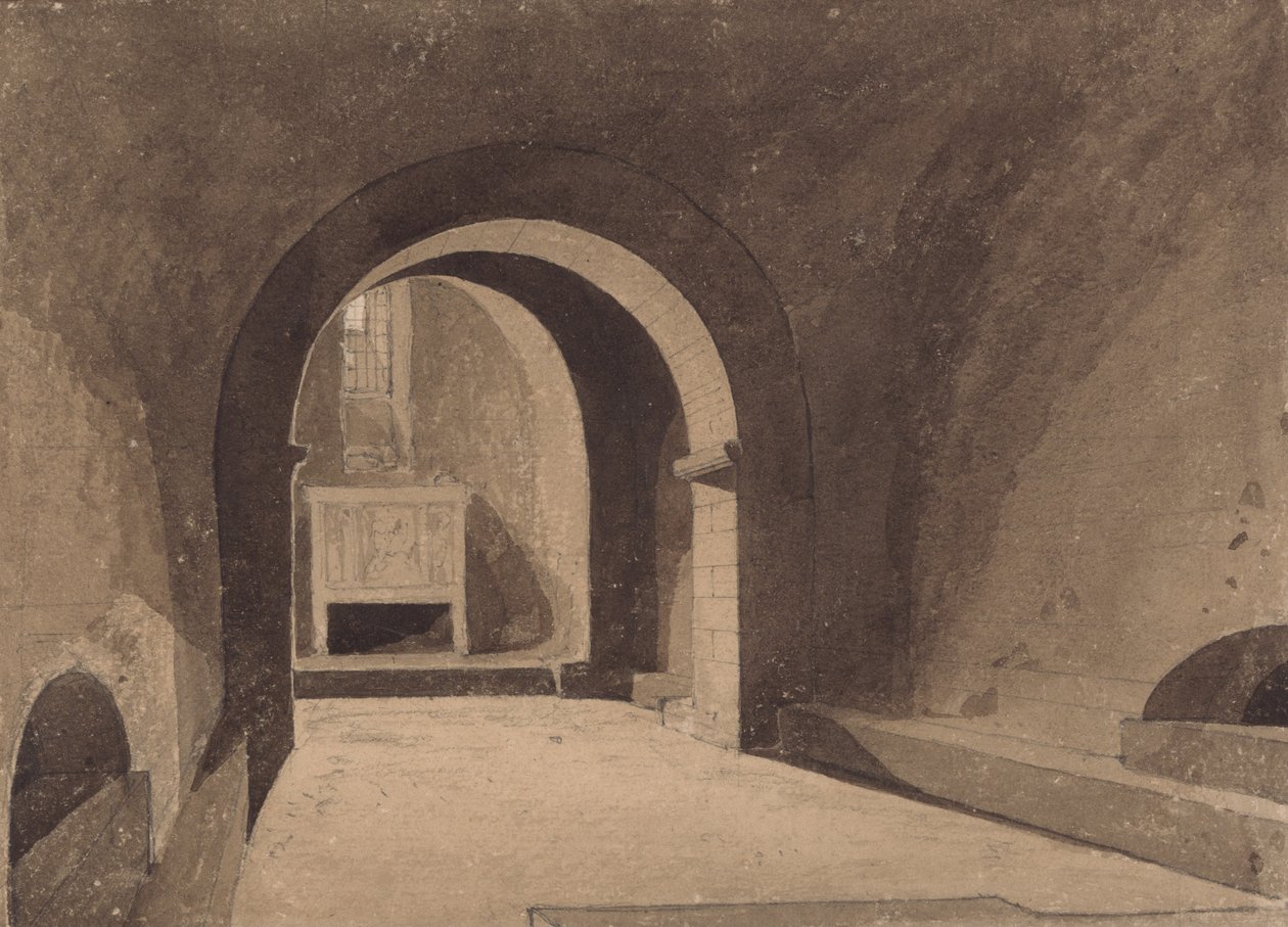 Krypta Saint Gervaise, Rouen, Normandie od John Sell Cotman