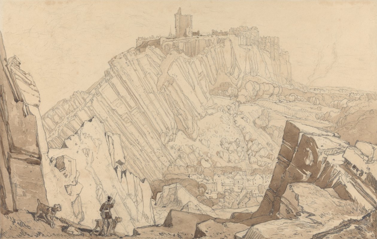 Domfront, Pohled na jihovýchod od John Sell Cotman