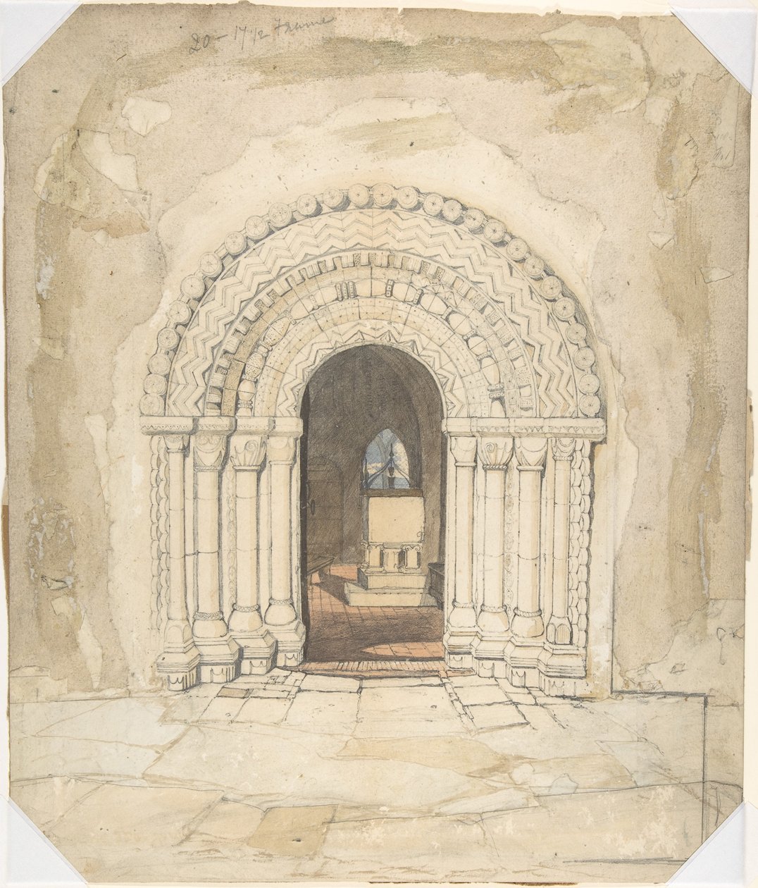 Vchod, kostel v Heckinghamu od John Sell Cotman