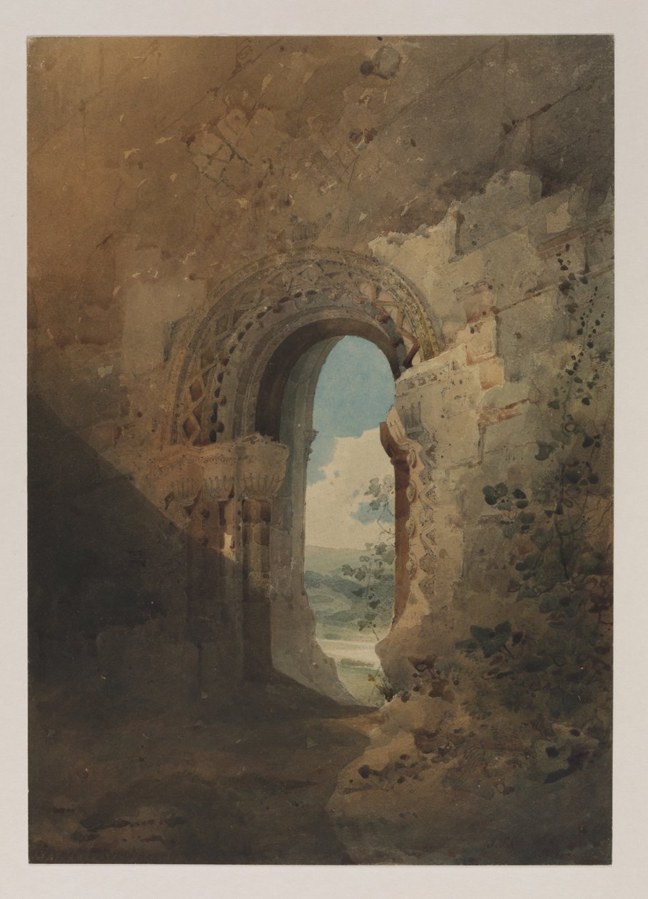 Dveře do refektáře, Kirkham Priory, Yorkshire, 1804 (wc přes tužku) od John Sell Cotman