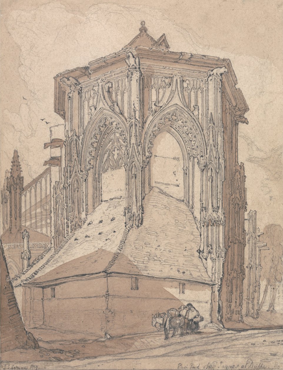 Východní konec Saint Jacques v Dieppe, Normandie od John Sell Cotman