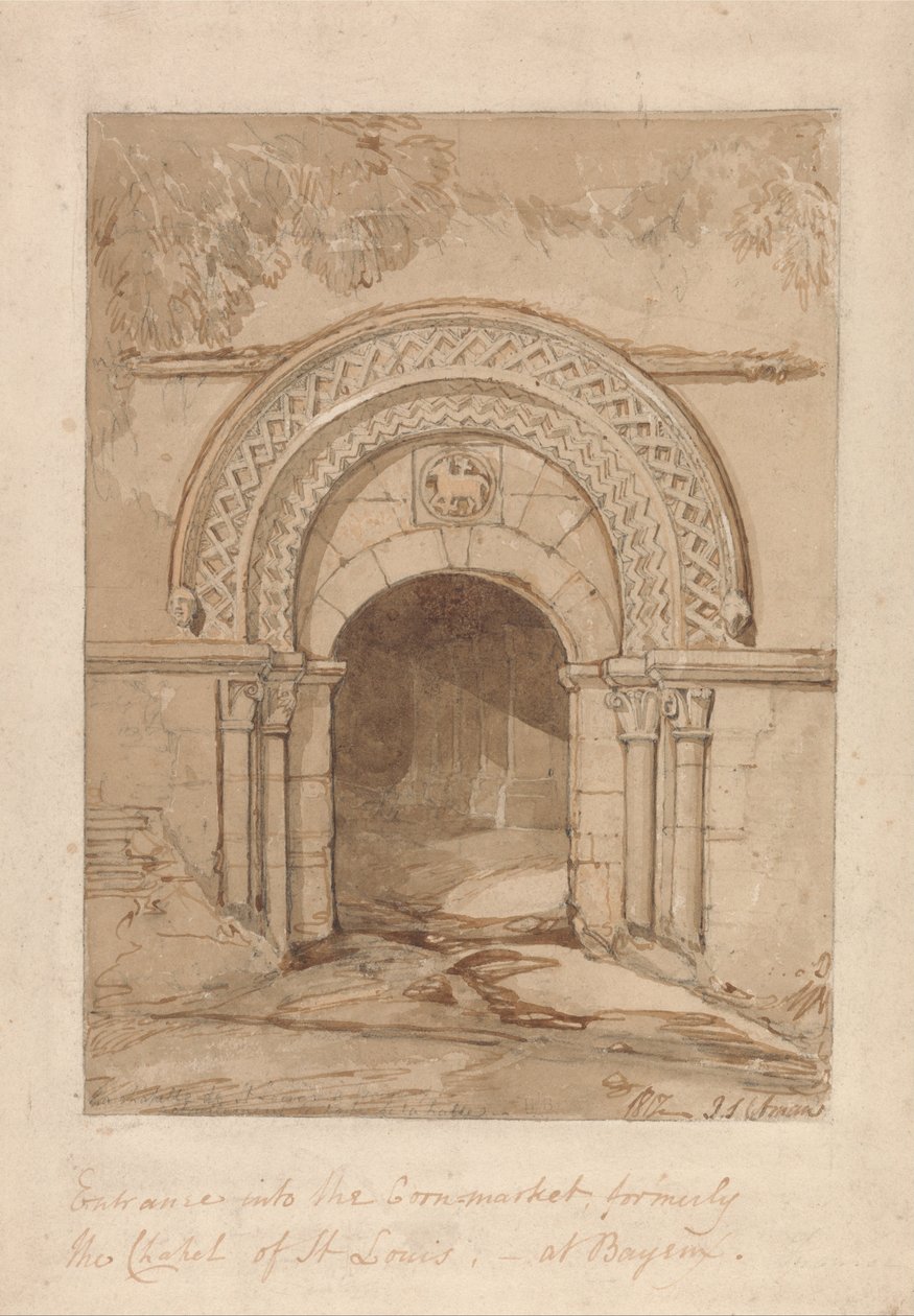 Vchod do Cornmarketu, dříve kaple sv. Ludvíka, v Bayeux od John Sell Cotman