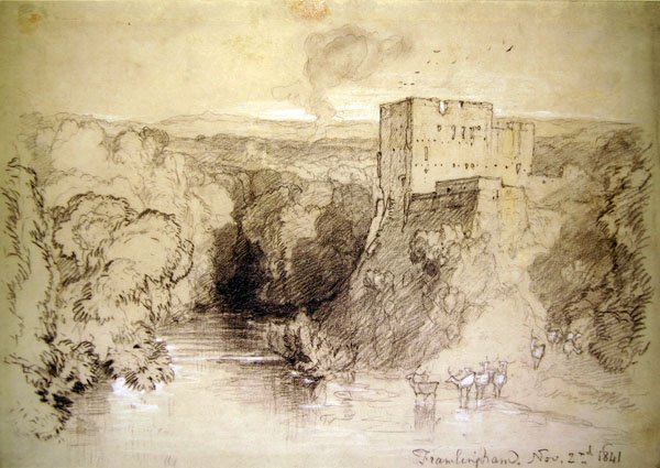 Framlingham: hrad a řeka od John Sell Cotman