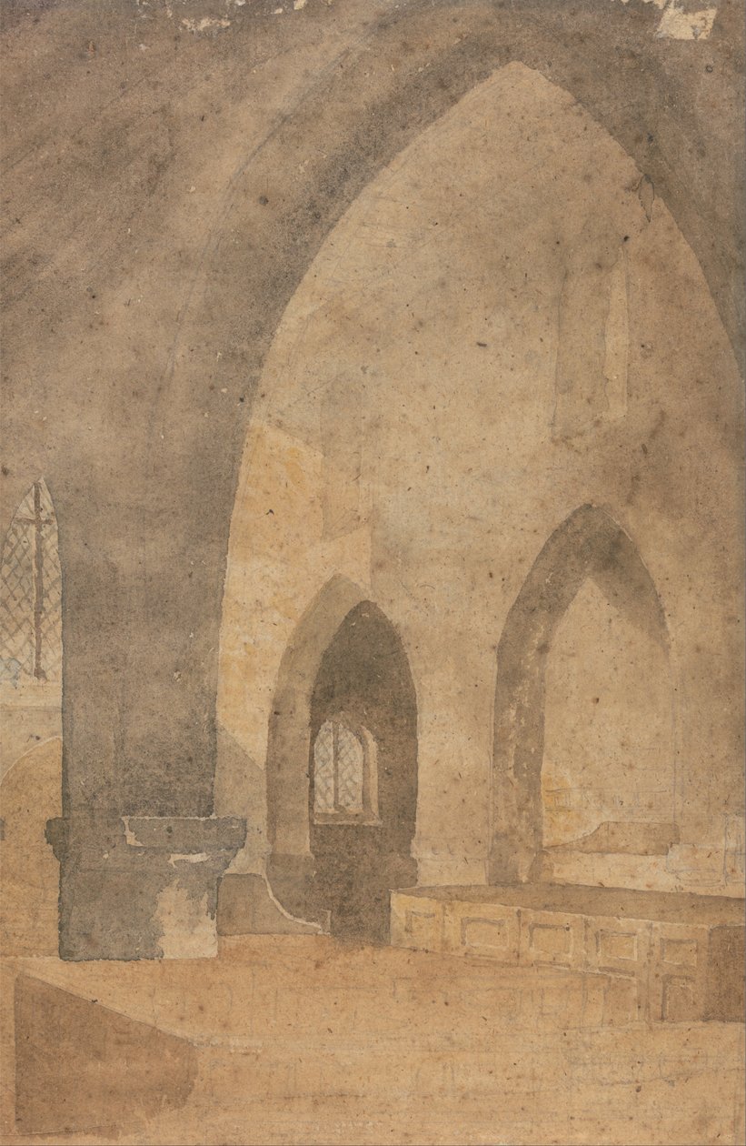 Interiér kostela, pohled na západ od jižní lodi od John Sell Cotman