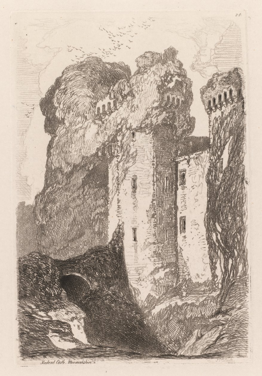 Liber Studiorum: Hrad Raglan, Monmouthshire od John Sell Cotman