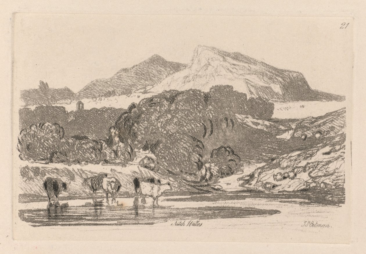 Liber Studiorum: Plate 21, Pohled v Severním Walesu od John Sell Cotman