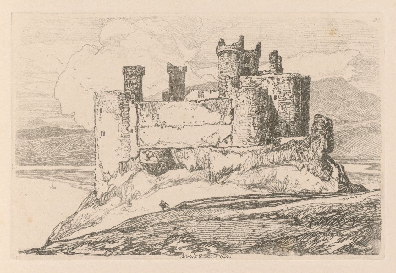 Liber Studiorum: Plate 25, Harlech Castle, N. Wales, 1838 od John Sell Cotman