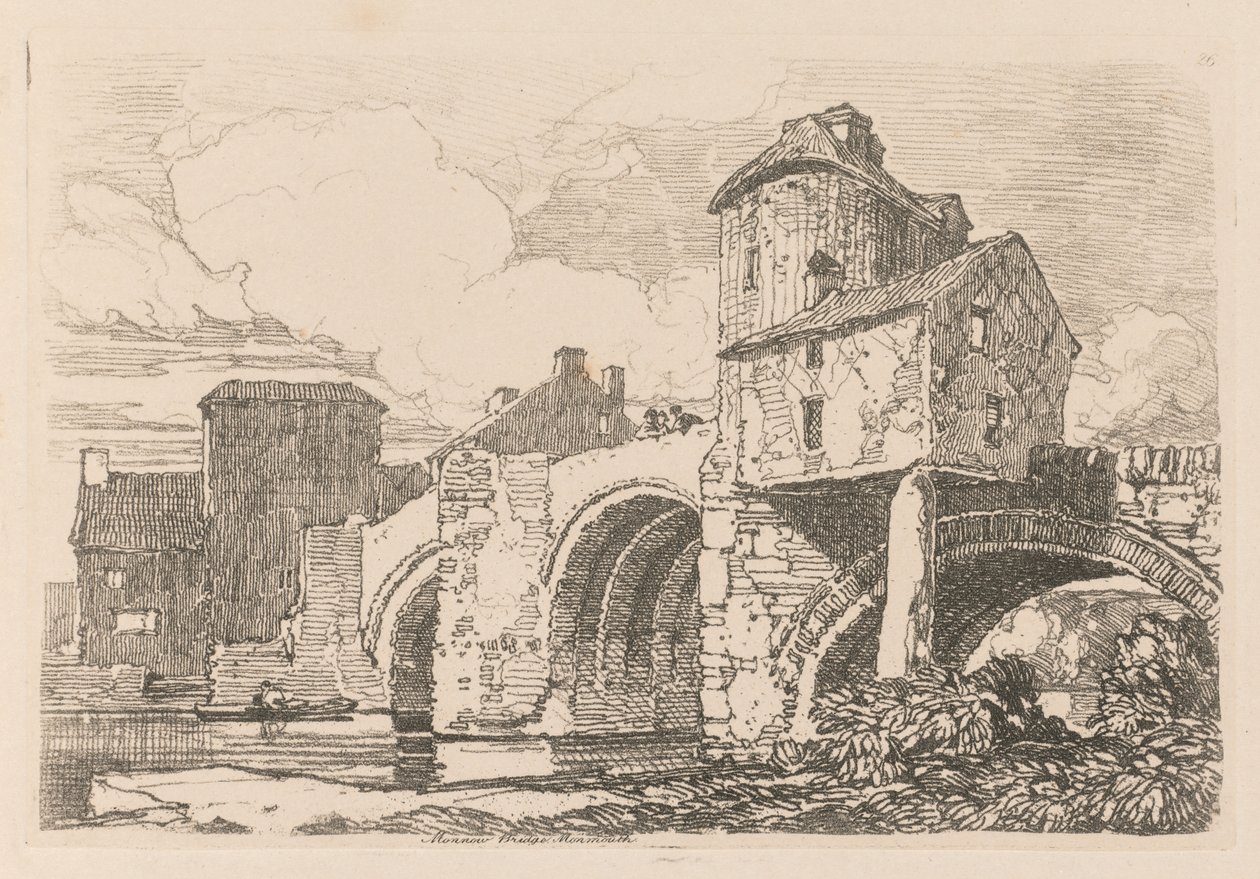 Liber Studiorum: Plate 26, Monnow Bridge, Monmouthshire od John Sell Cotman