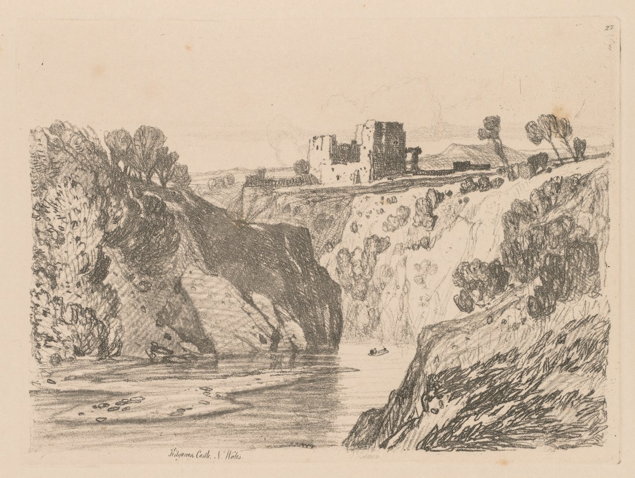 Liber Studiorum: Plate 27, hrad Kilgarren, Severní Wales od John Sell Cotman