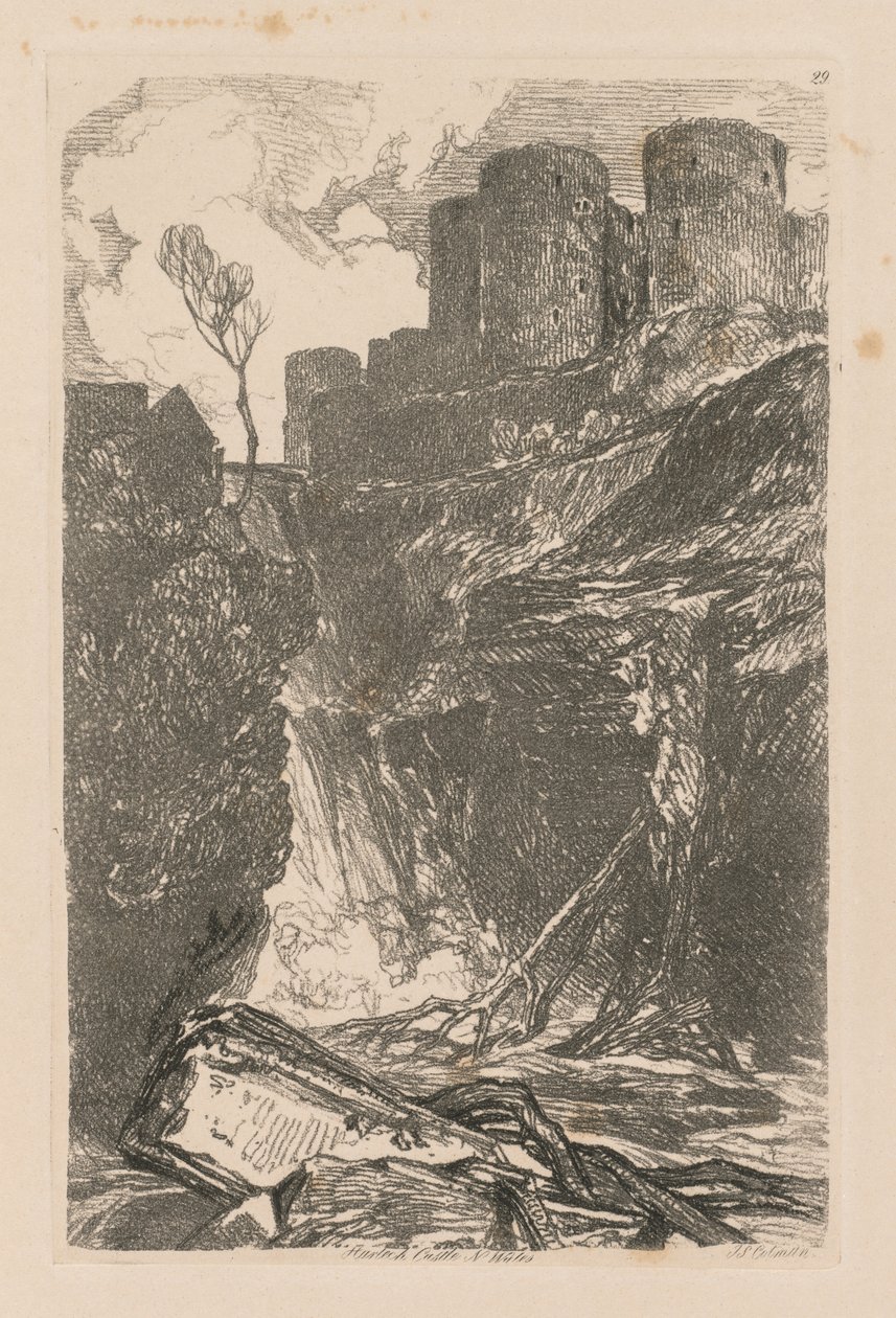 Liber Studiorum: Plate 29, Harlech Castle, N. Wales, 1838 od John Sell Cotman