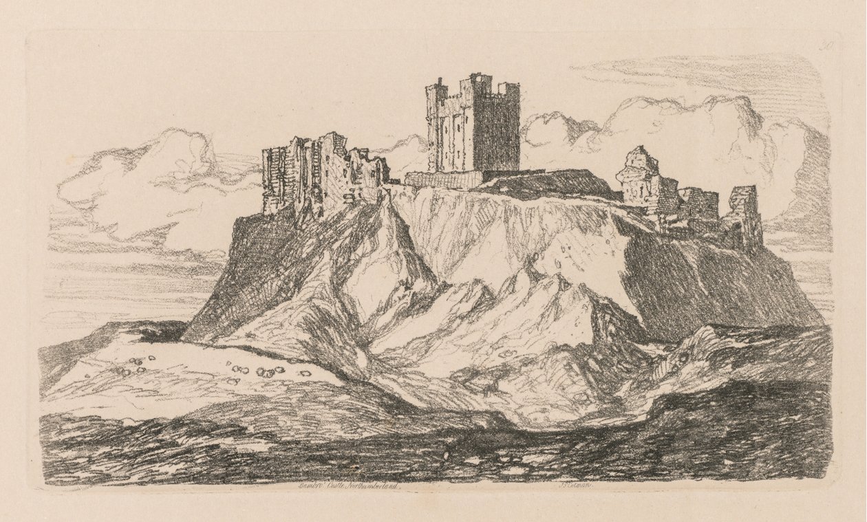 Kniha studií: Plate 30, Bambro Castle, Northumberland, 1838 od John Sell Cotman