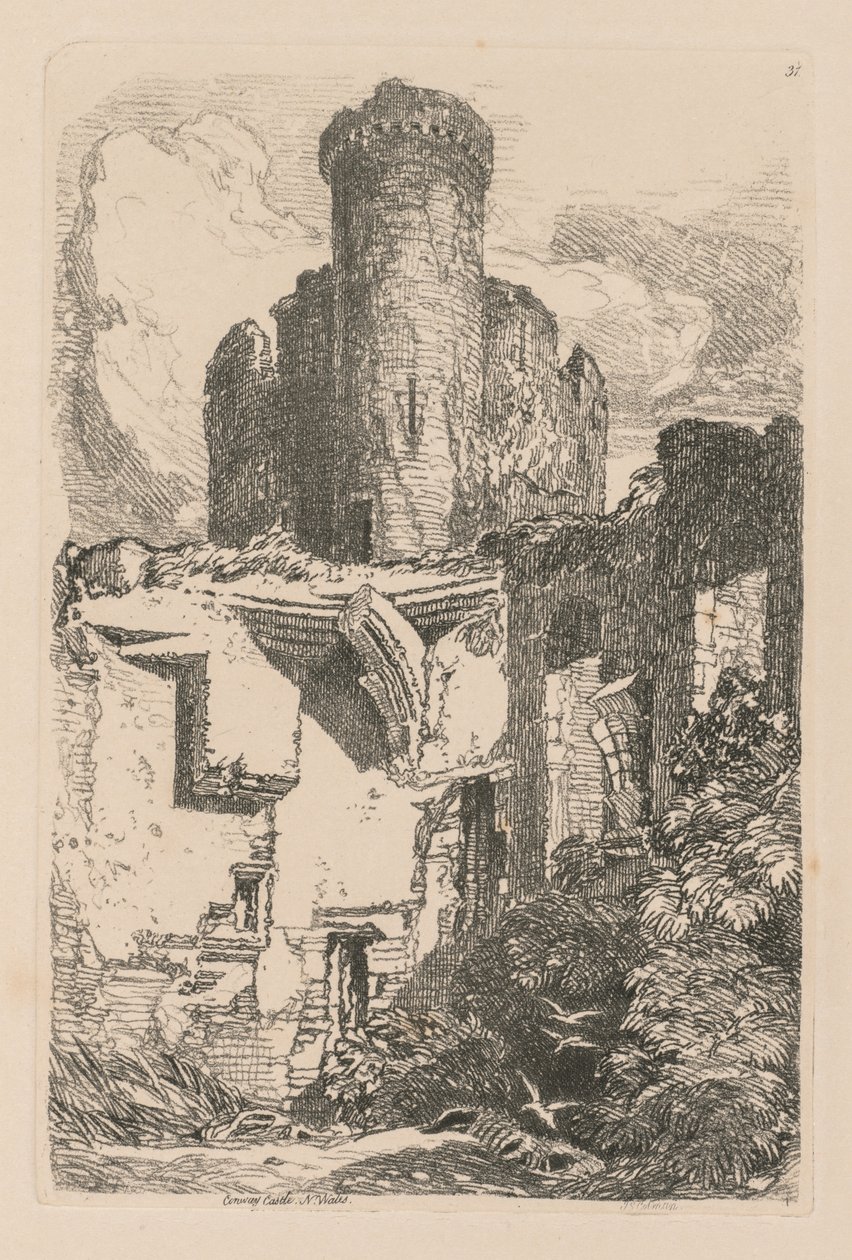 Liber Studiorum: Plate 31, Conway Castle, N. Wales, 1838. od John Sell Cotman