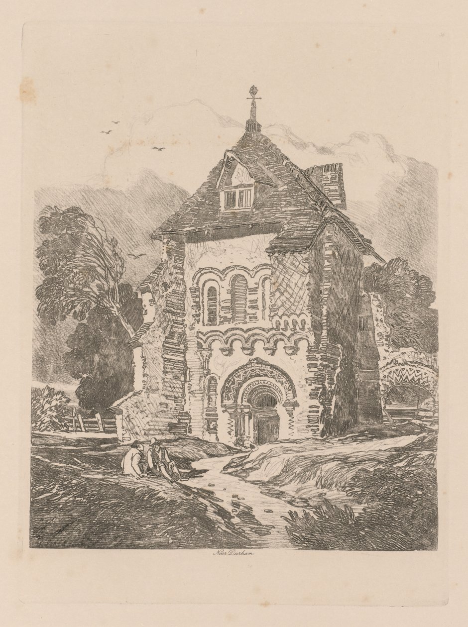 Kniha studií: Deska 36, ​​Kostel poblíž Durhamu od John Sell Cotman