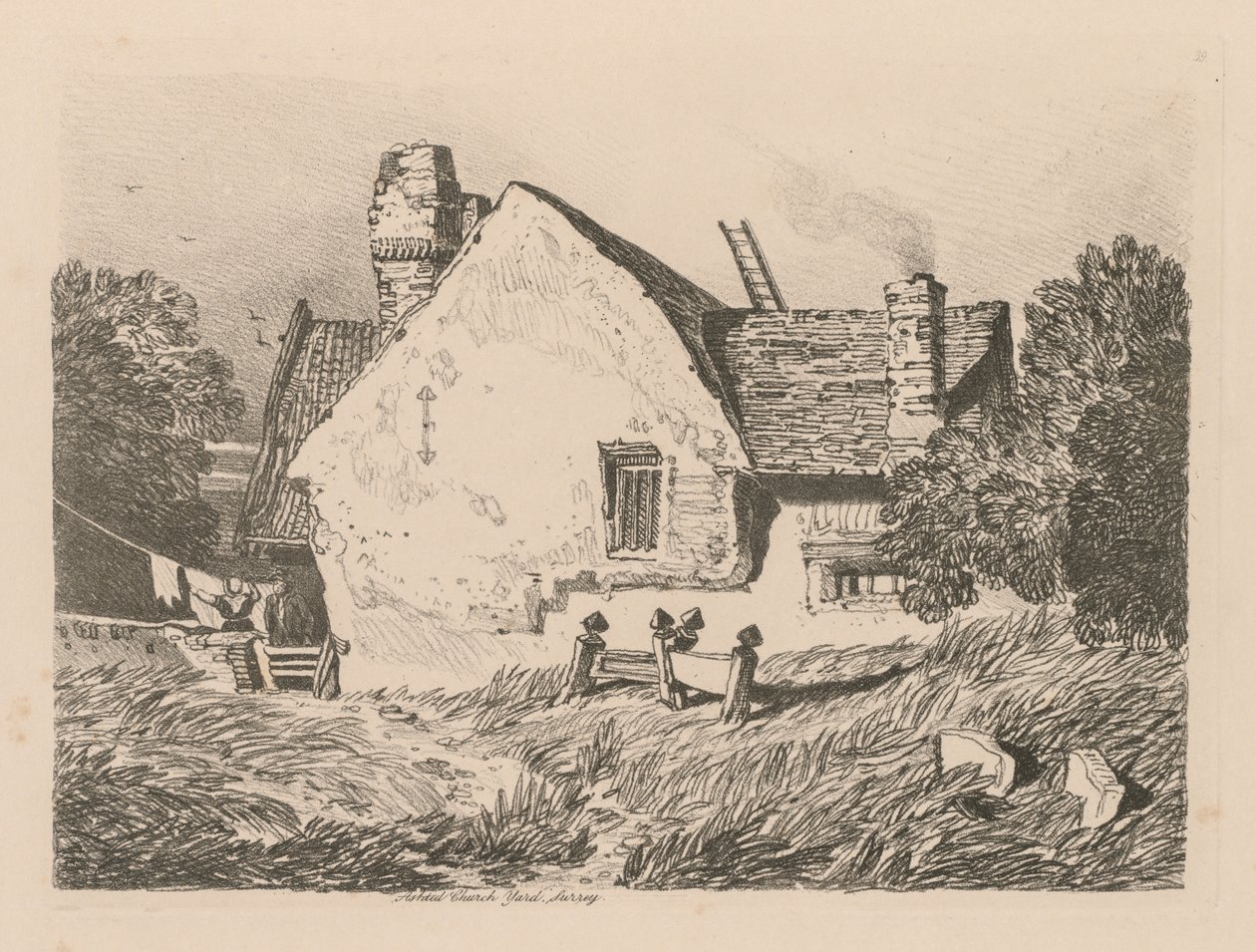 Liber Studiorum: Talíř 39, Pohled na Ashdted, Surrey od John Sell Cotman