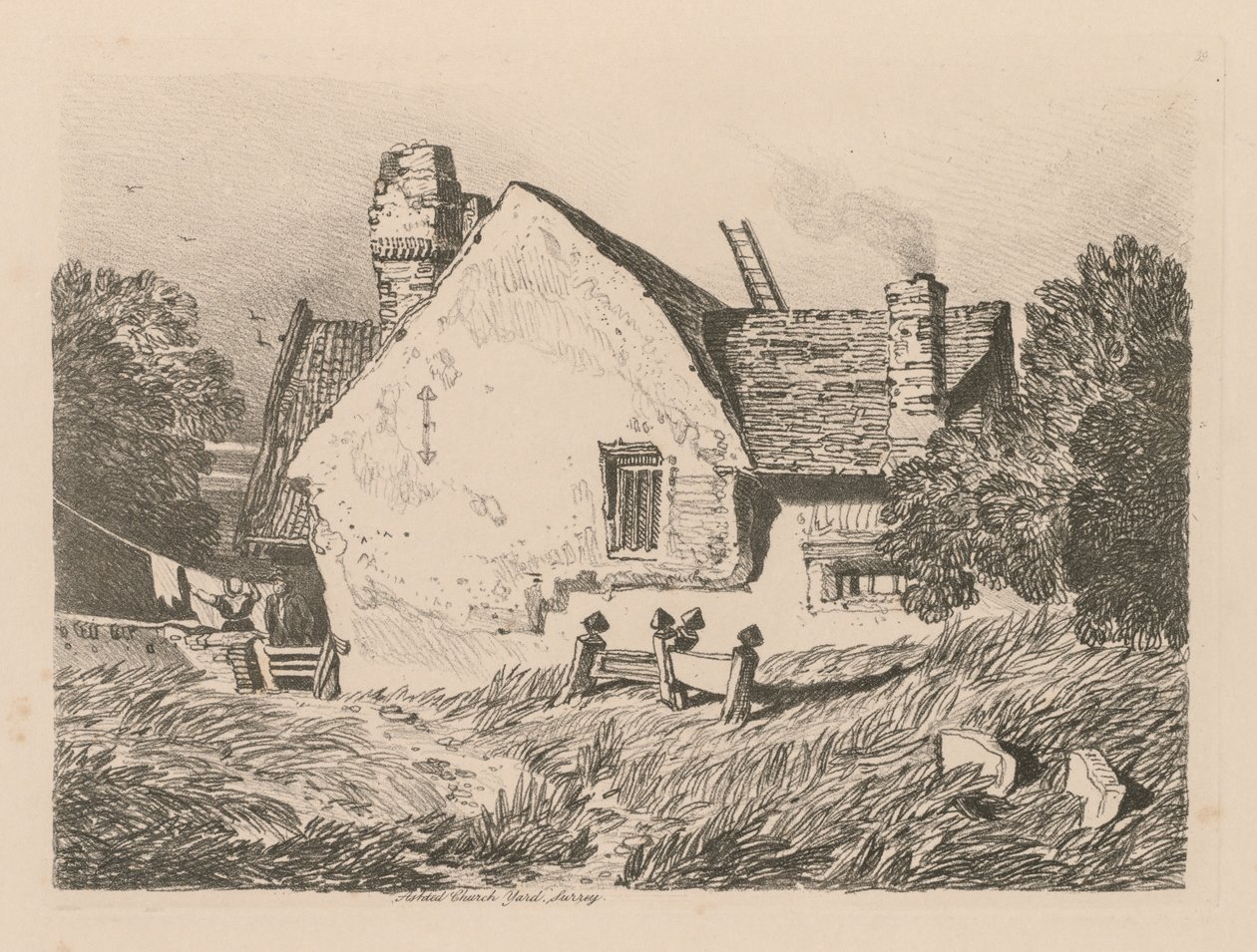 Liber Studiorum: Talíř 39, Pohled na Ashdted, Surrey, 1838 od John Sell Cotman