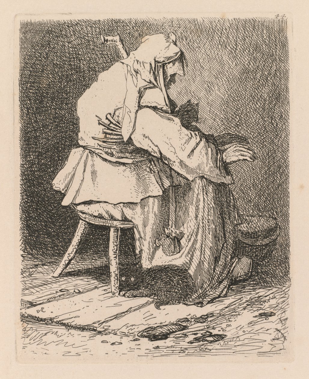 Liber Studiorum: Talíř 44, Náčrt podle Rembrandta, 1838. od John Sell Cotman
