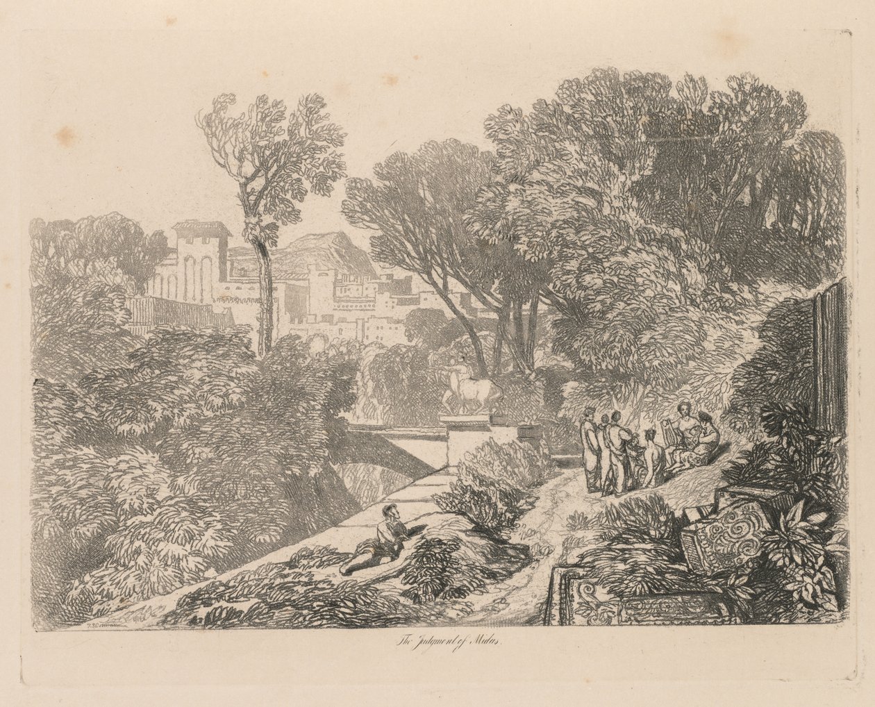 Liber Studiorum: Talíř 6, Midasův soud, 1838 od John Sell Cotman