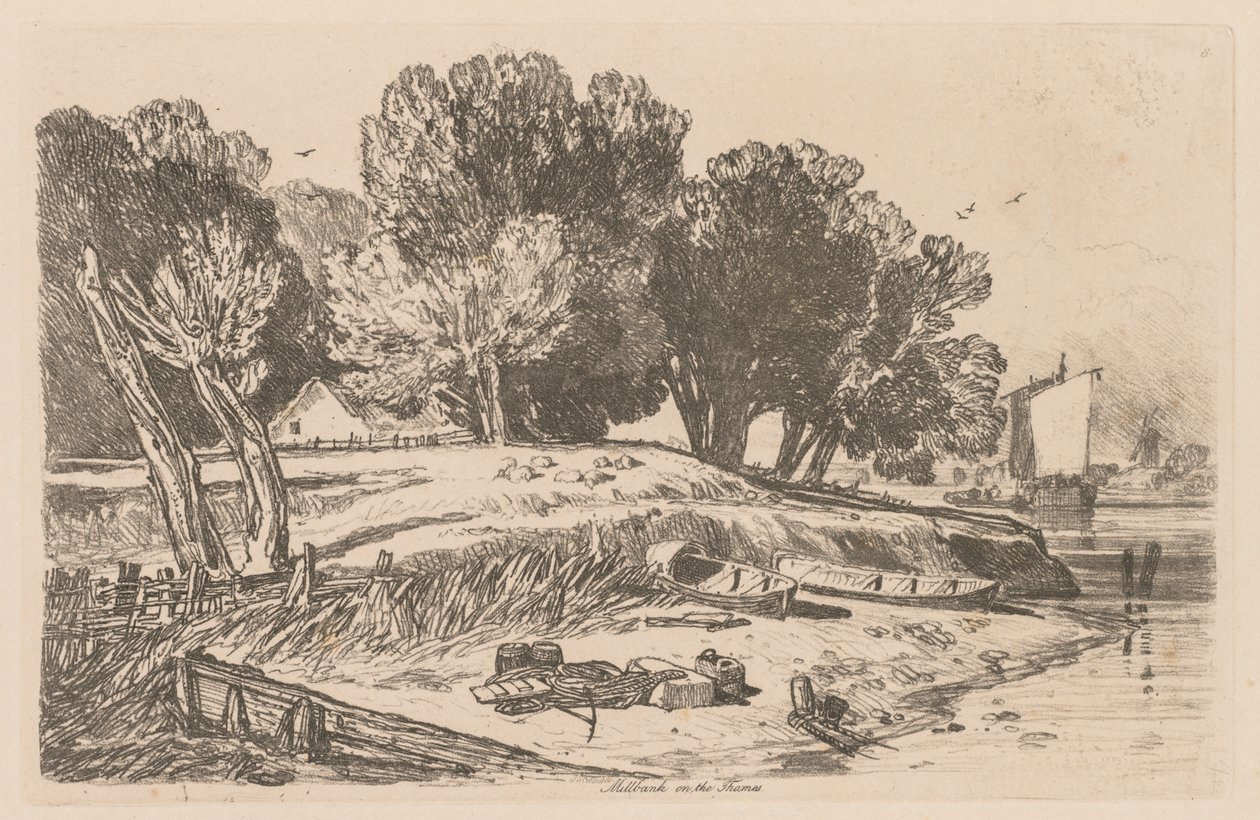 Liber Studiorum: Plate 8, Millbank on the Thames od John Sell Cotman