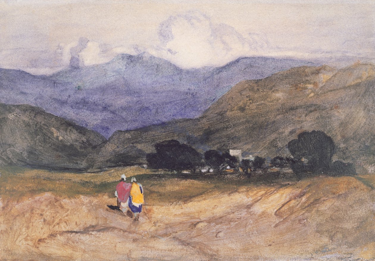 Horská krajina s figurami (akvarel a kvaš na papíře) od John Sell Cotman
