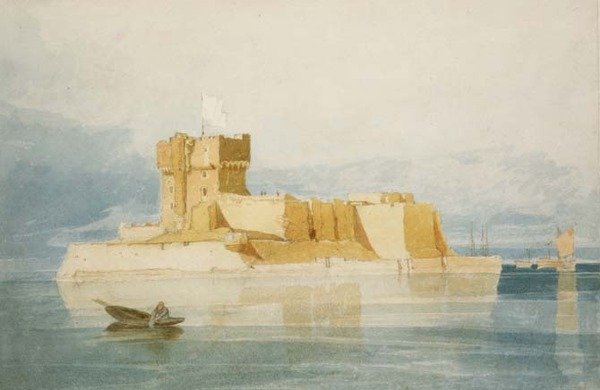 č. 1477 Fort St. Marcouf, poblíž Quineville, v Rade de la Hougue, Normandie od John Sell Cotman