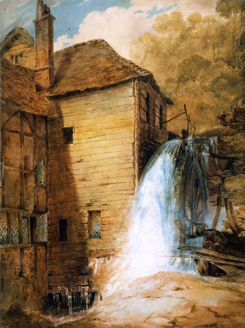 PD.29-1953 An Overshot Mill, c.1802-3 (wc a tužka na papíře) od John Sell Cotman