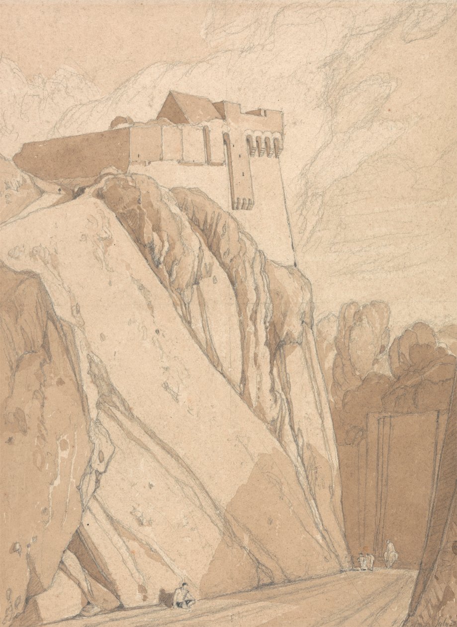 Část starého opevnění v Saint Lo, Normandie od John Sell Cotman