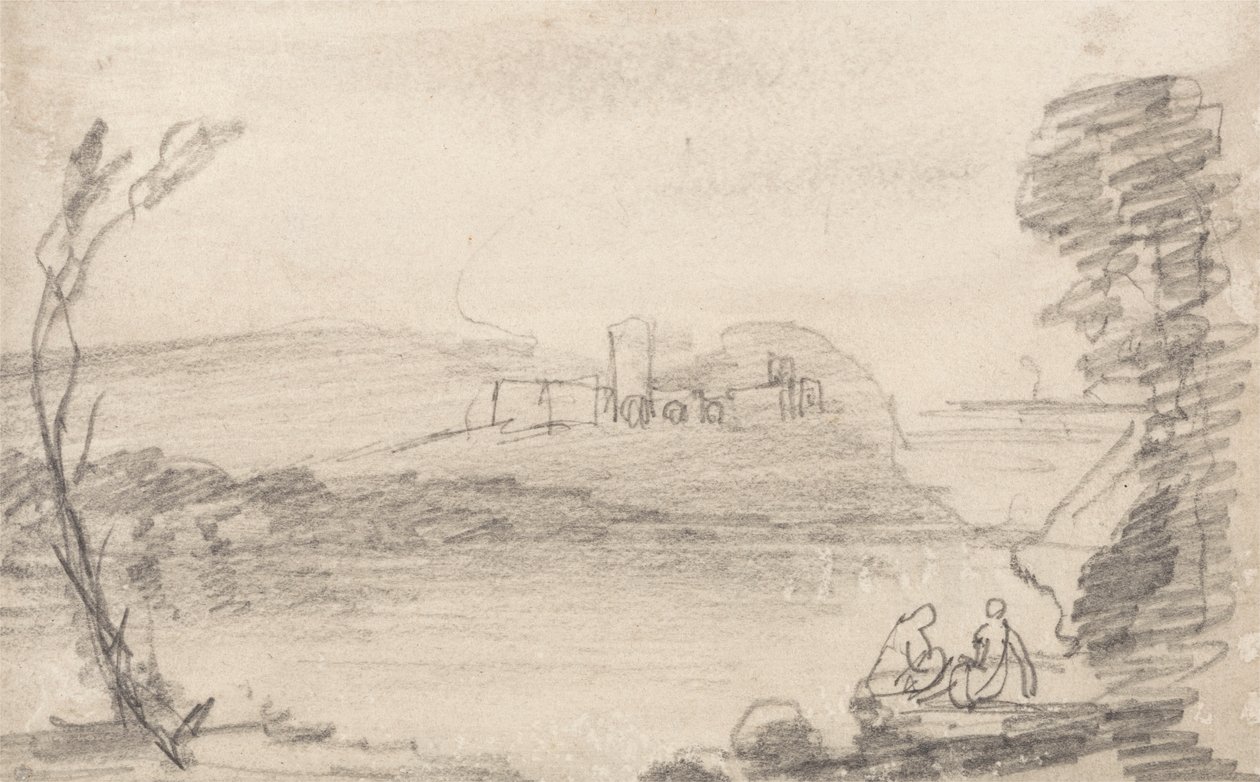Zřícenina na jezeře, způsobem Richarda Wilsona od John Sell Cotman