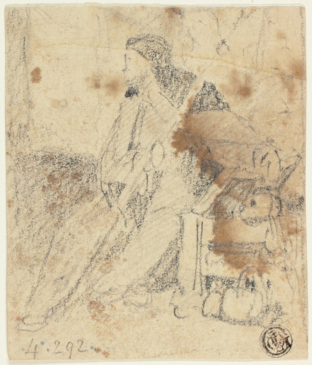 Náčrt sedícího herce od John Sell Cotman