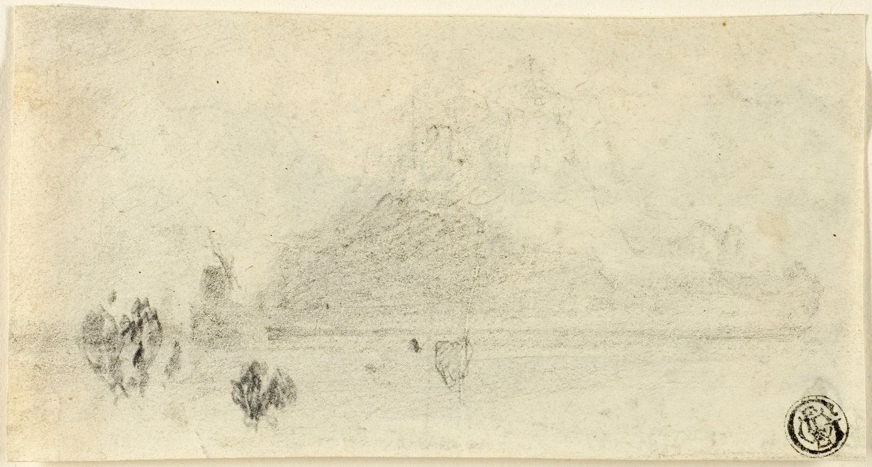 Náčrt Mont Saint Michel (recto); Budovy u vody (verze) od John Sell Cotman