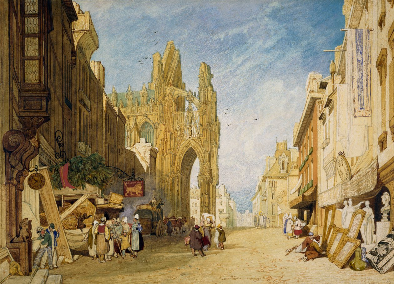 Pouliční scéna v Alencon, Normandie od John Sell Cotman