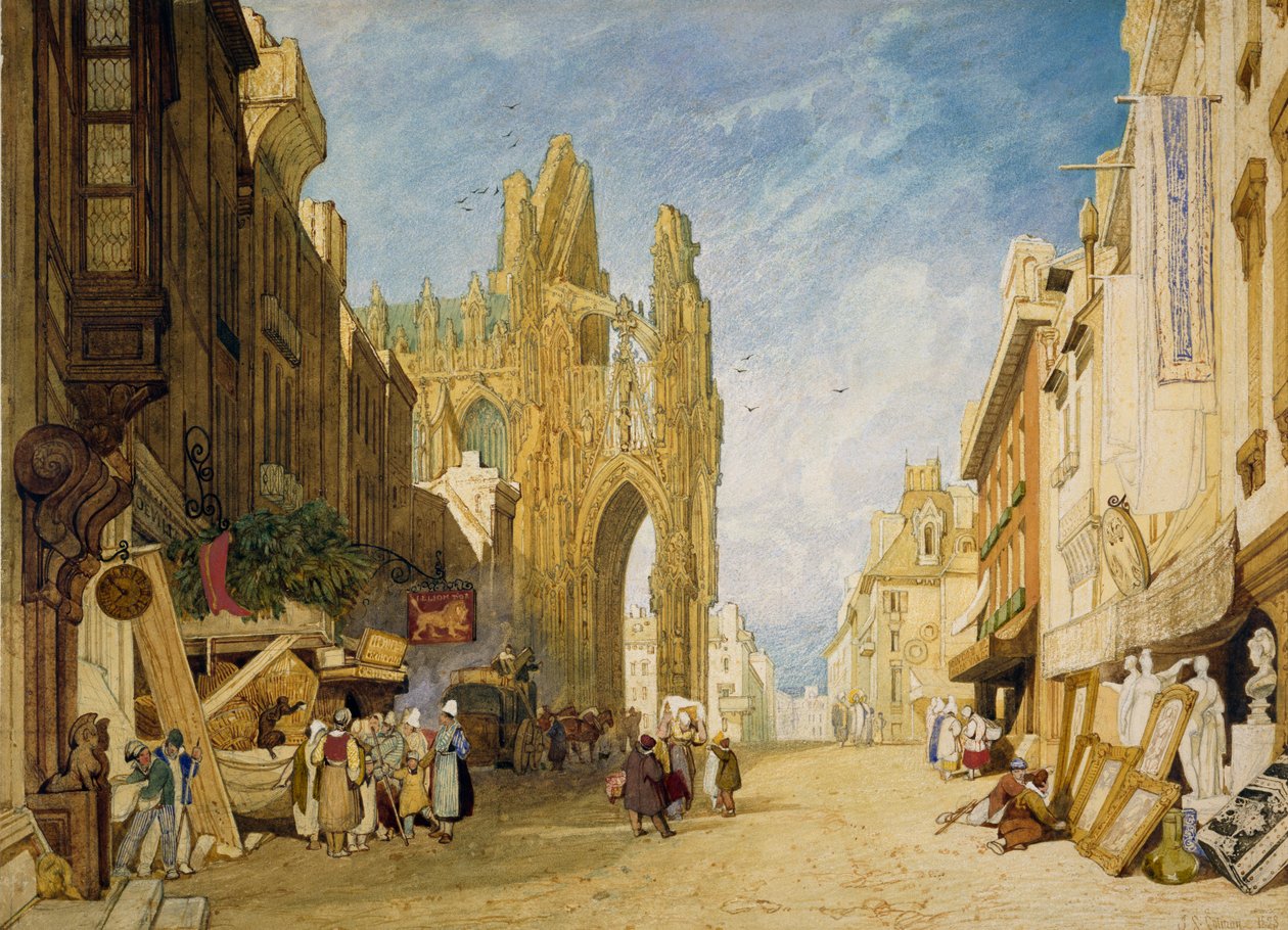 Pouliční scéna v Alencon, Normandie, 1828 od John Sell Cotman