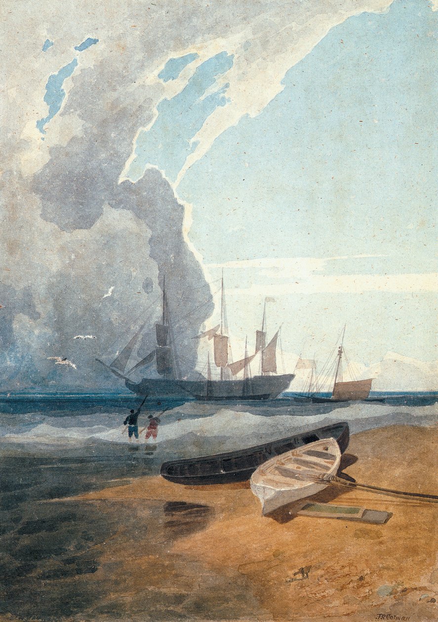 The Mars, Riding at Anchor off Cromer, c.1807 (tužka, wc na papíře) od John Sell Cotman