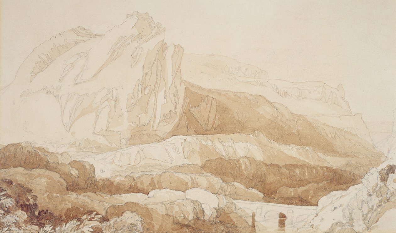 The Mountain of the Roule, Cherbourg (pero a pero na papíře) od John Sell Cotman