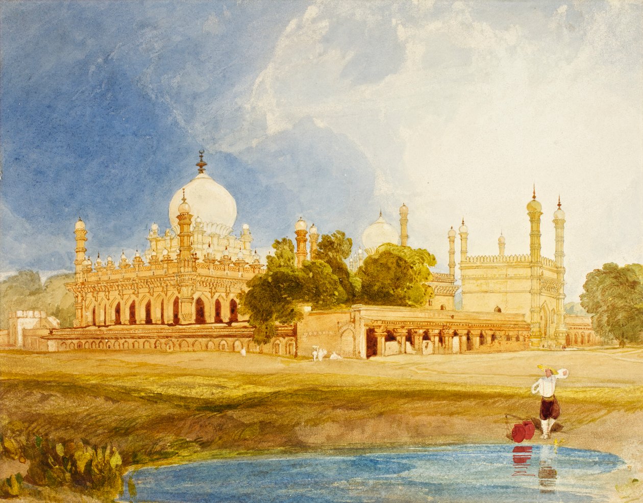 Palác Hyder Ali Khan, Rajah of Mysore, c.1825 (wc a tužka na kartě) od John Sell Cotman