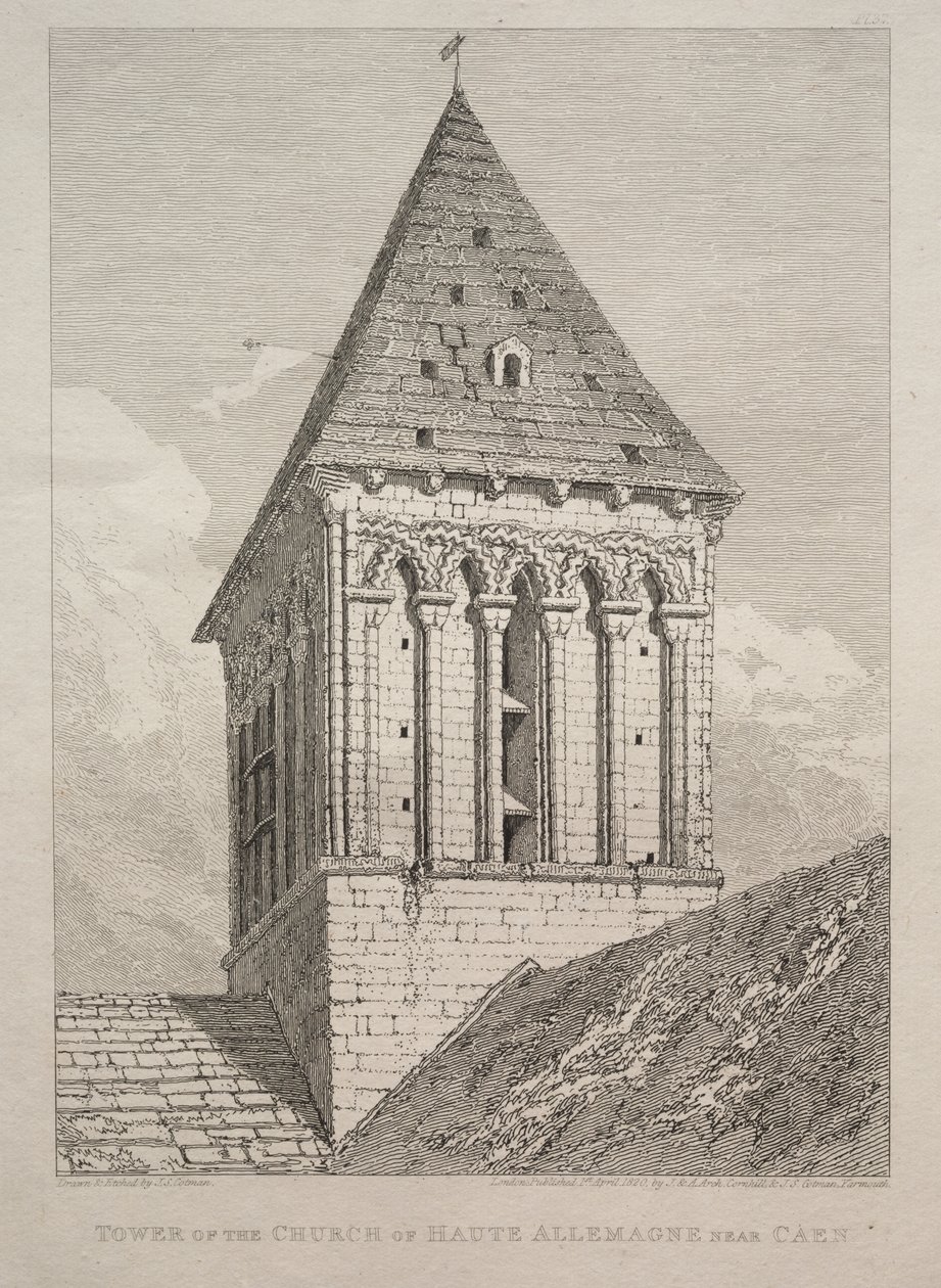 Věž kostela Haute Allemagne poblíž Caen od John Sell Cotman