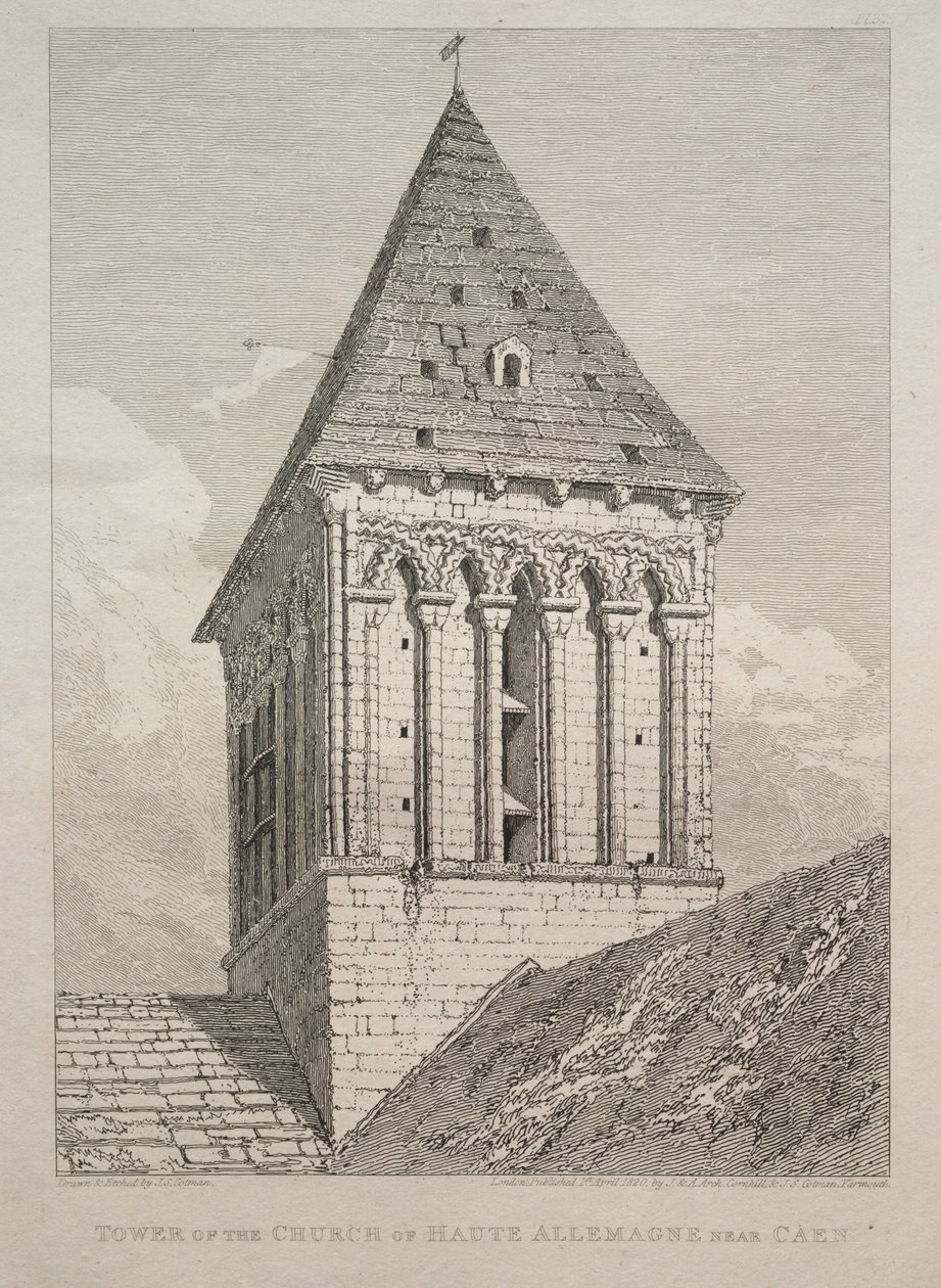 Věž kostela Haute Allemagne poblíž Caen. od John Sell Cotman