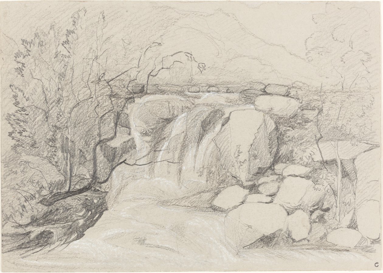 Vodopád s kameny od John Sell Cotman