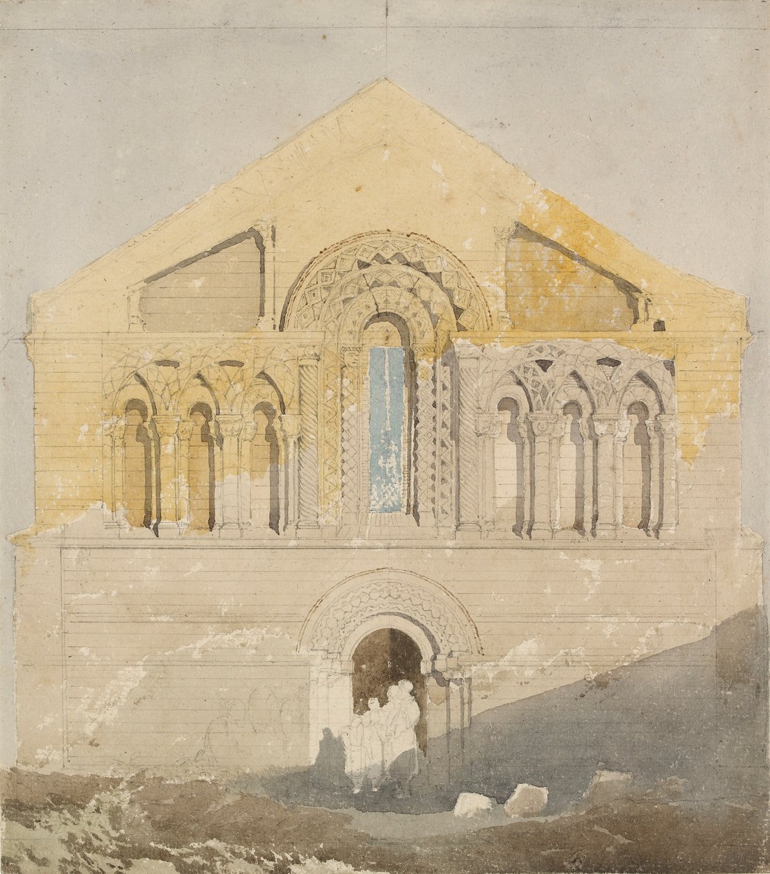 Západní fronta Castle Rising Church, Norfolk, počátek 19. století od John Sell Cotman