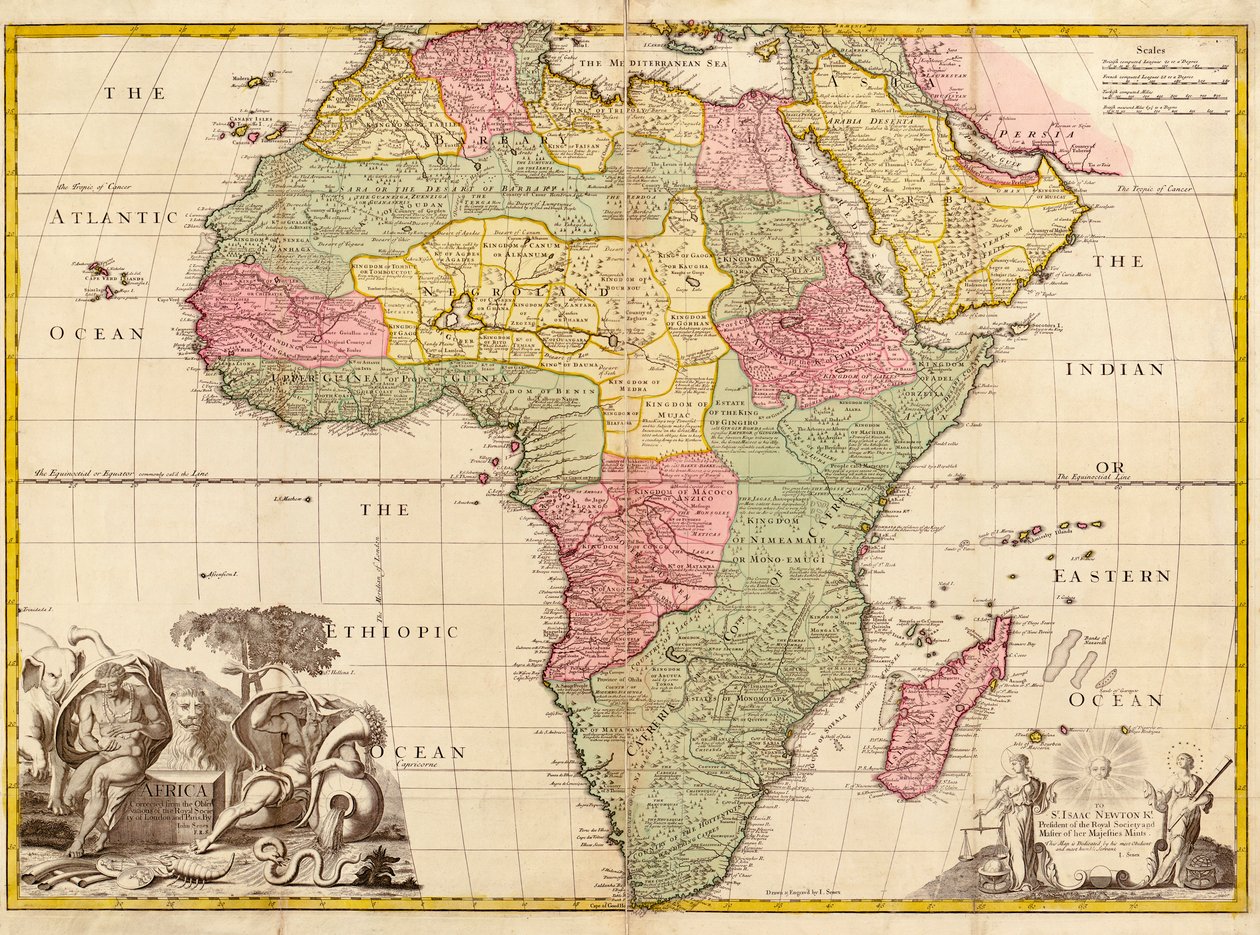 Afrika, z moderní geografie, c.1725 od John Senex