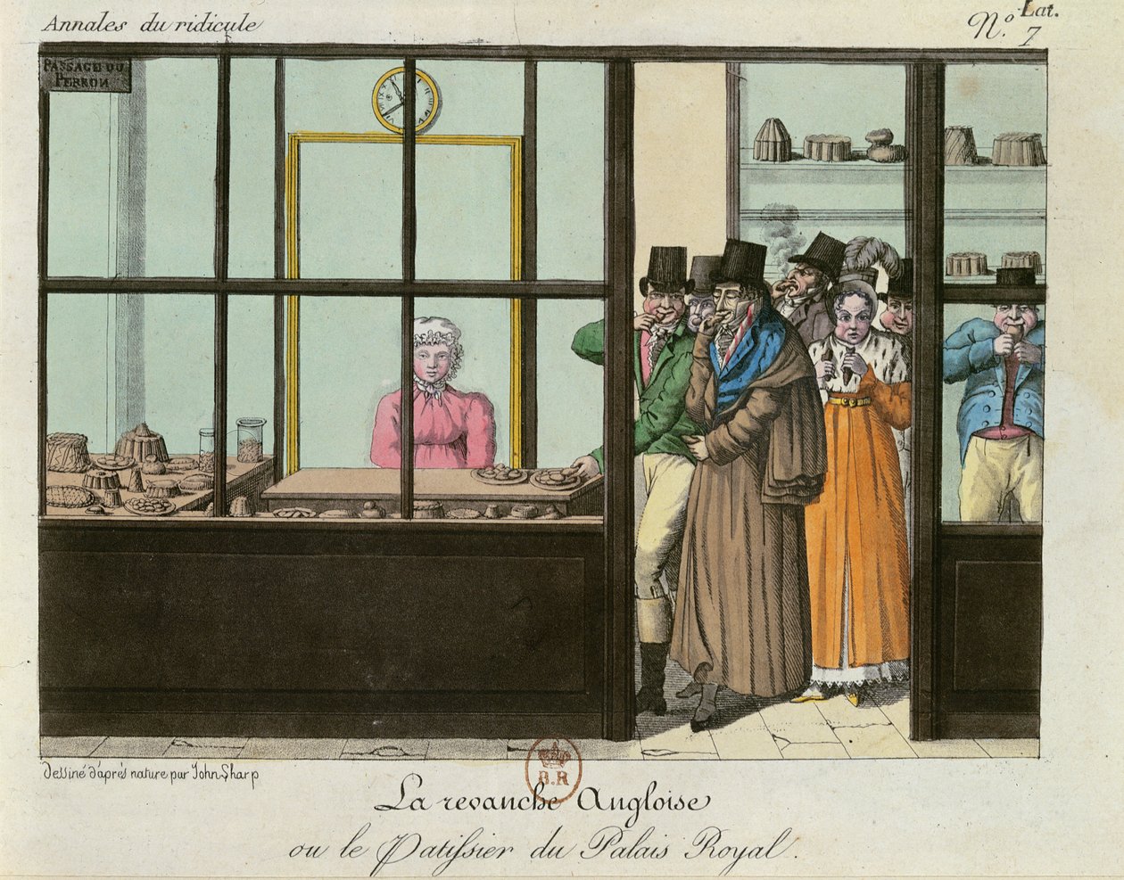 Anglická pomsta nebo, Cukrárna v Palais Royal, c.1815 od John Sharp