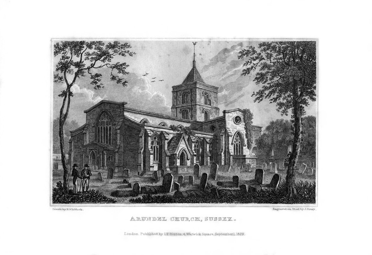Arundel Church, West Sussex, 1829. od John Shury