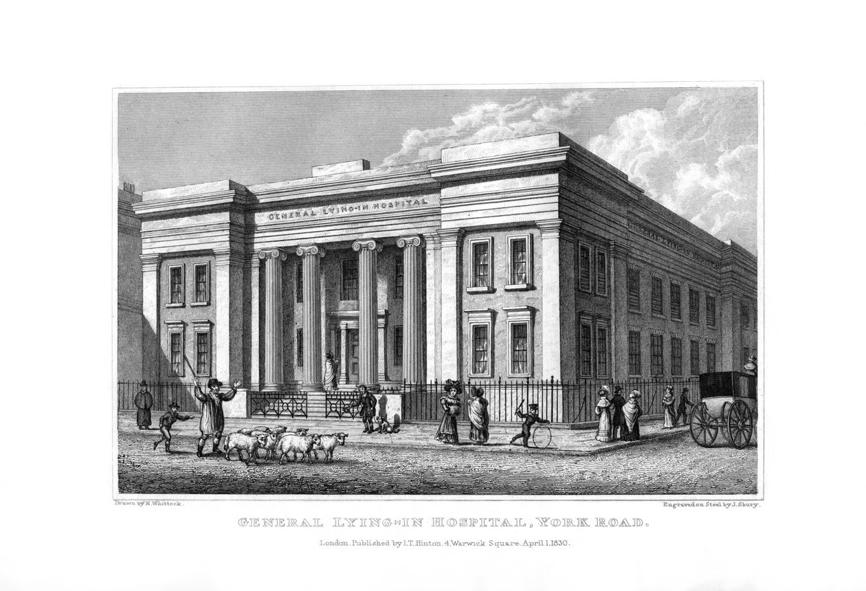 General Lying-in Hospital, York Road, Lambeth, Londýn, 1830. od John Shury