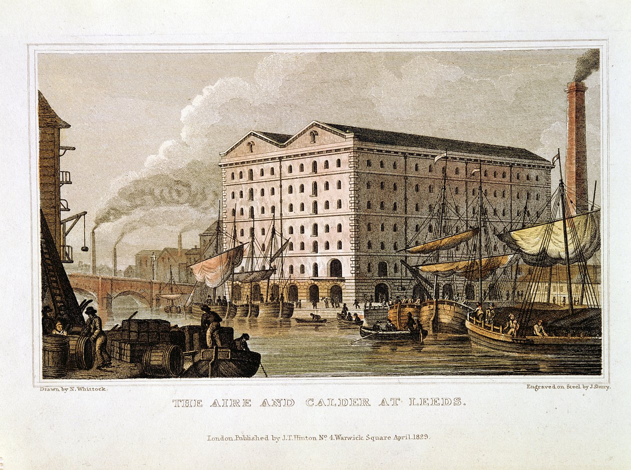 The Aire and Calder Navigation, Leeds, Yorkshire, 1828 od John Shury