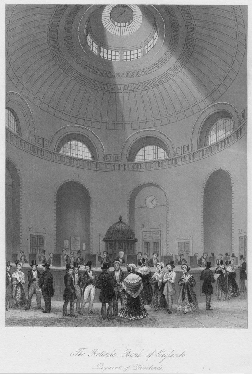 Rotunda, Bank of England – výplata dividend, c1841 od John Shury