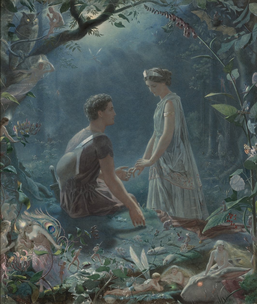 Hermia a Lysander. Sen noci svatojánské, 1870 od John Simmons