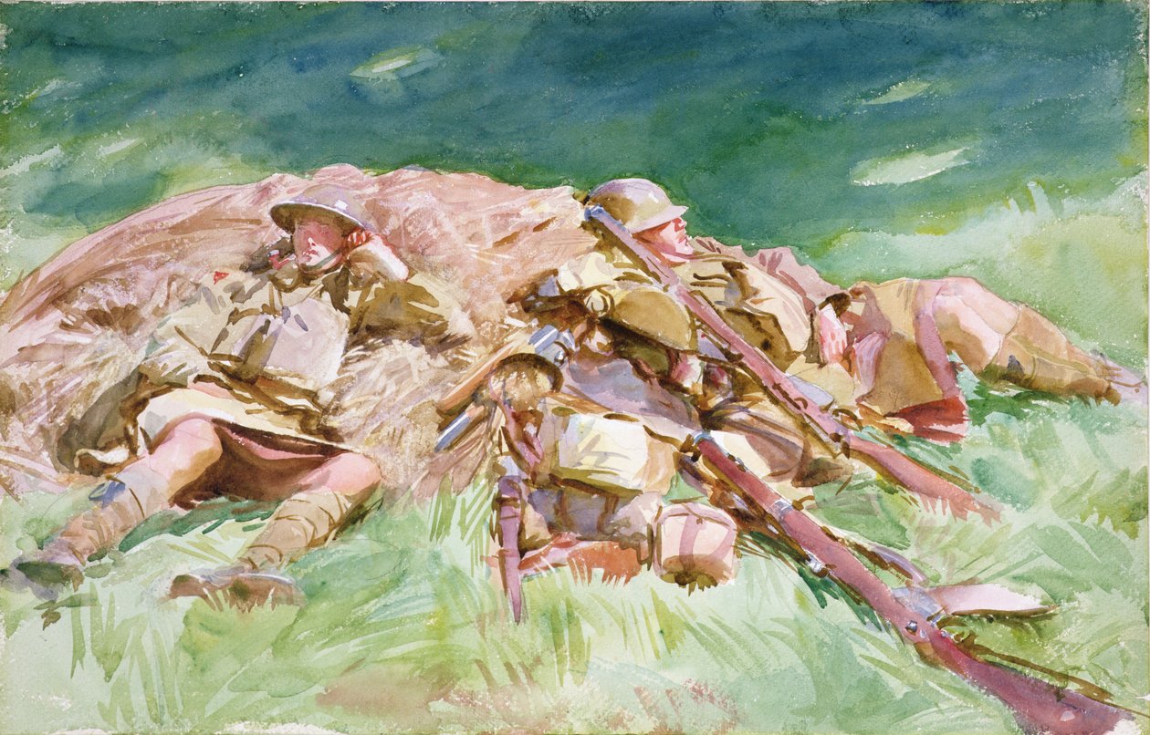 1151 Highlanders odpočívajících na frontě, 1918 od John Singer Sargent