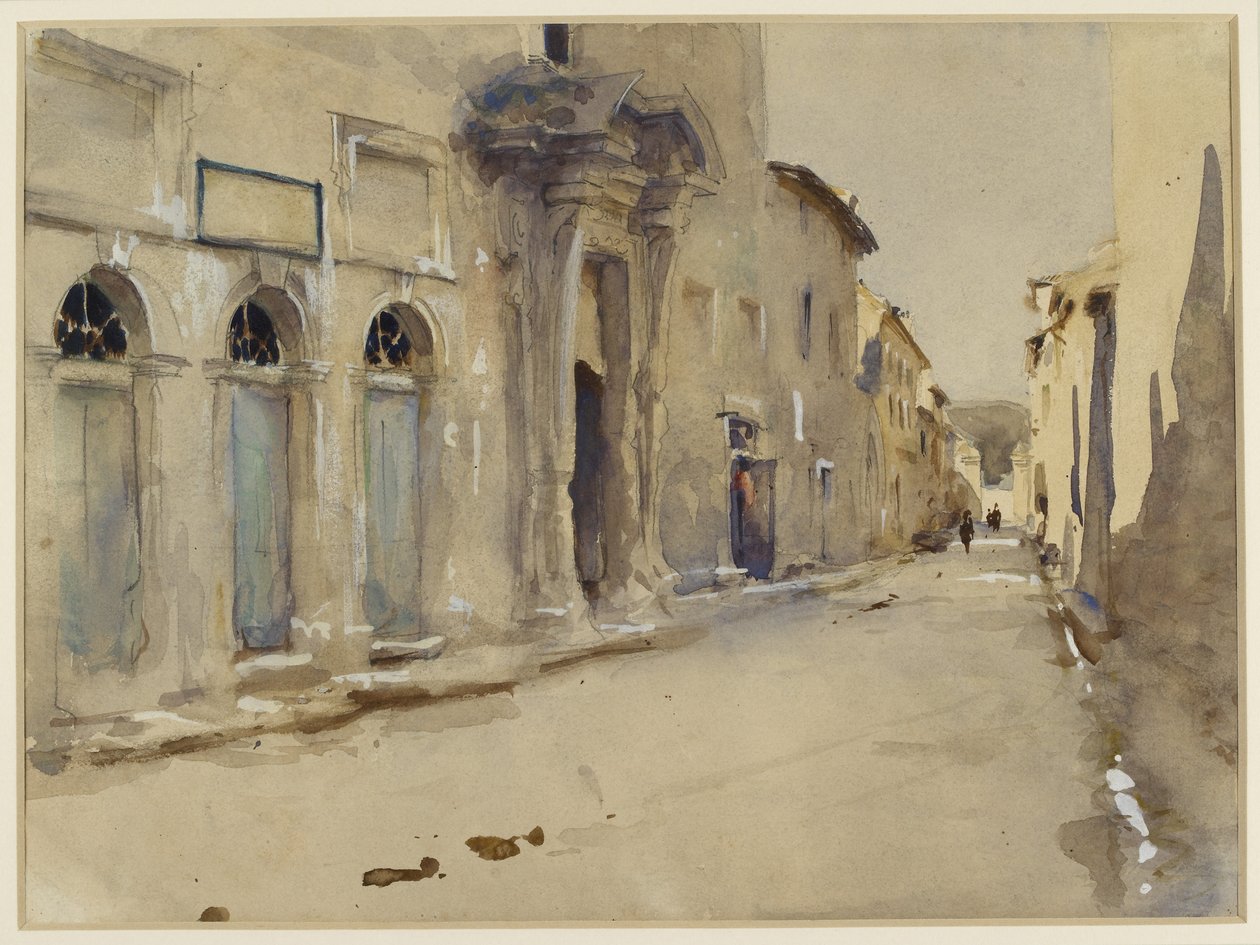 Ulice ve Španělsku (akvarel přes grafit s nádechem tělové barvy) od John Singer Sargent