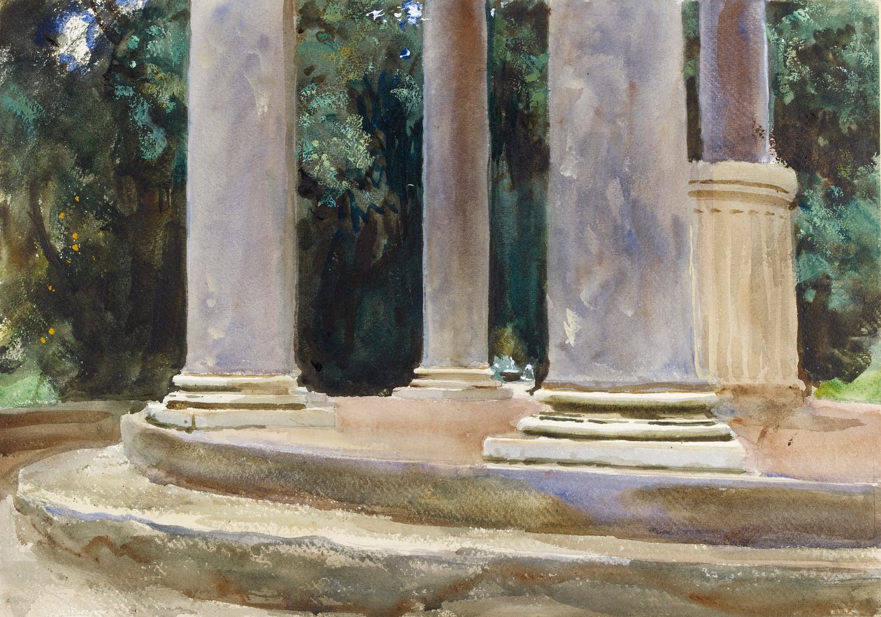 Pohled mezi sloupy Tempietto, konec 19. století od John Singer Sargent