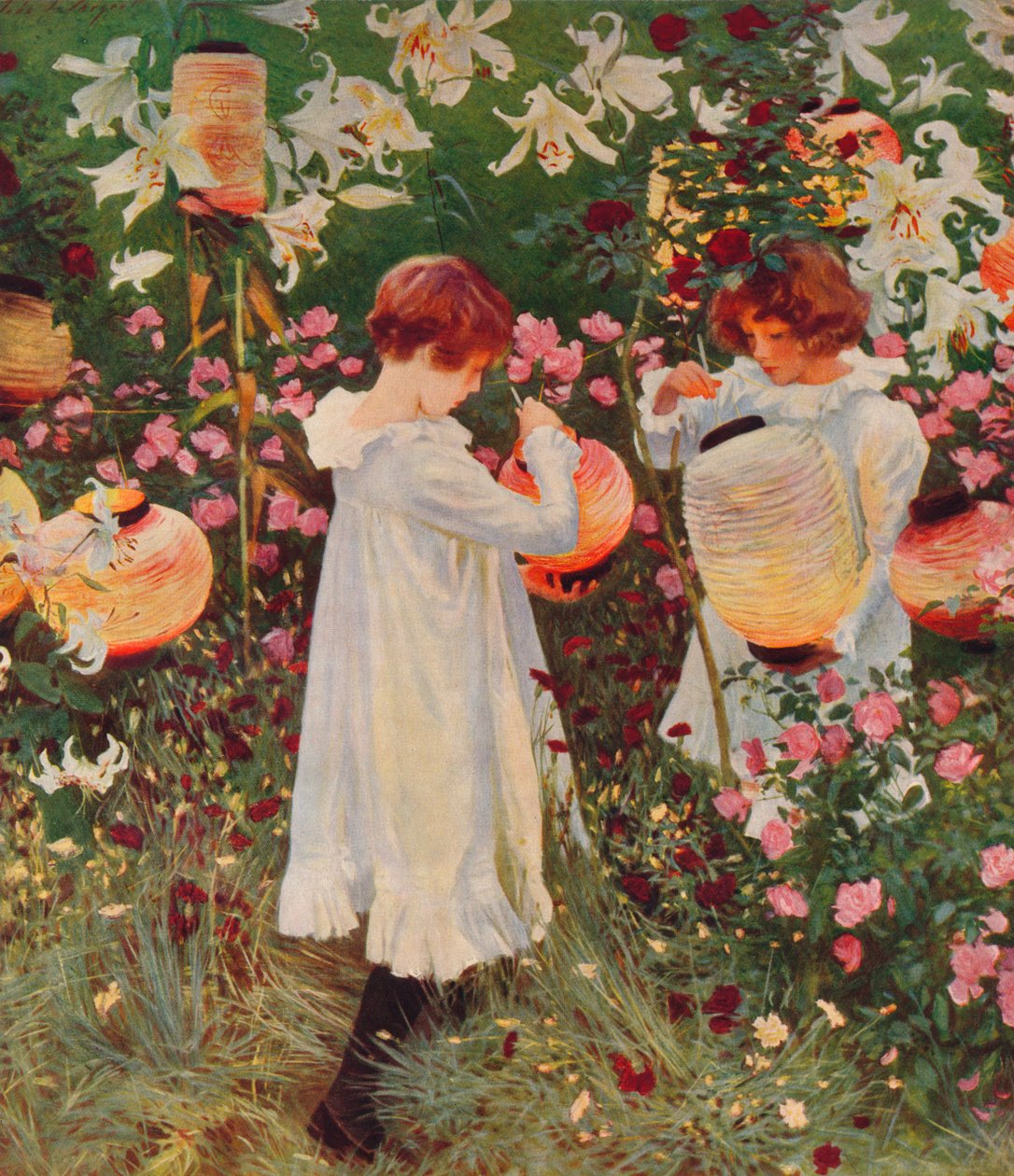Karafiát, lilie, lilie, růže, 1885-86, 1938 od John Singer Sargent