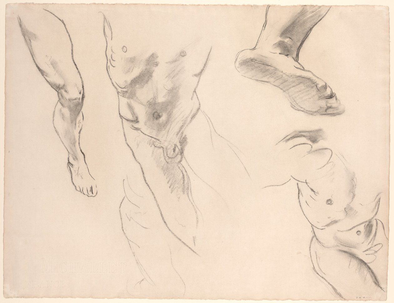Studie postavy nahého mládí, konec 19.-začátek 20. století. od John Singer Sargent